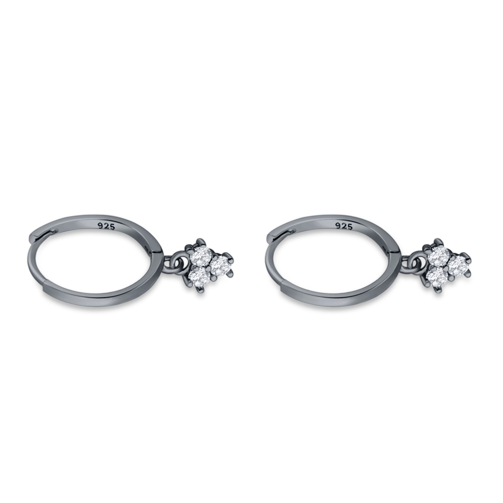 Trio CZ Dangle Drop Hoop Earring