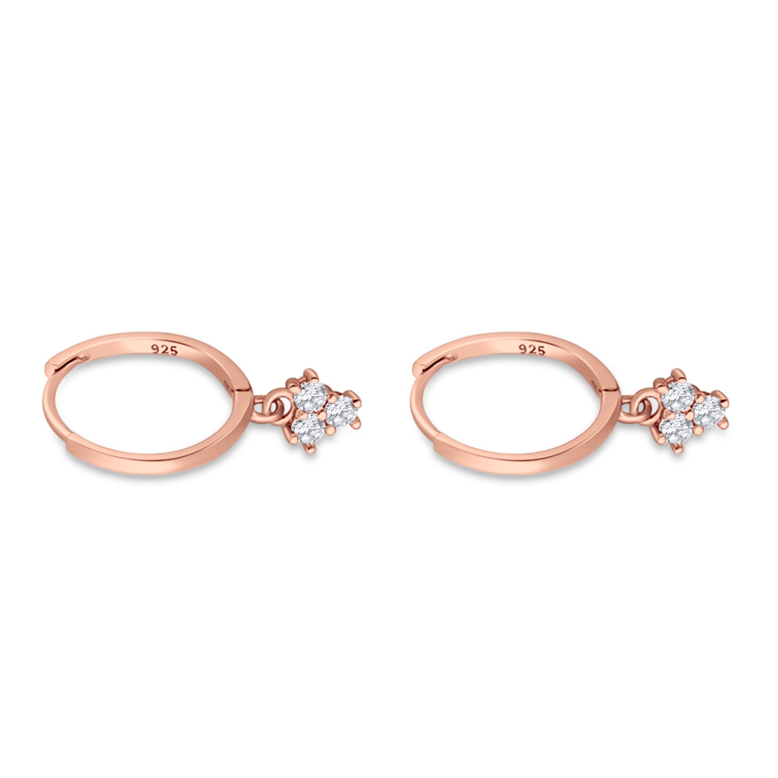 Trio CZ Dangle Drop Hoop Earring