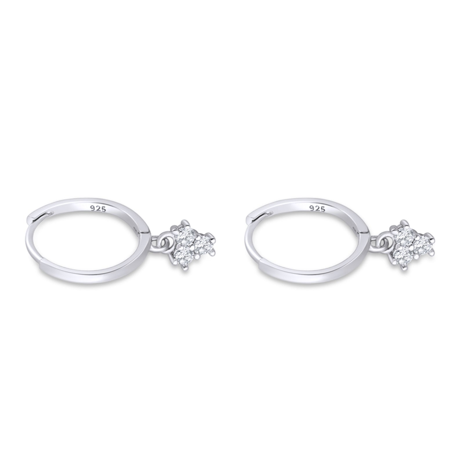 Trio CZ Dangle Drop Hoop Earring