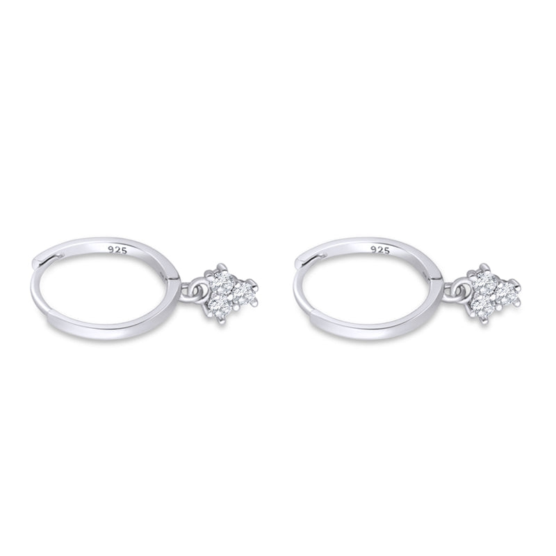 Trio CZ Dangle Drop Hoop Earring