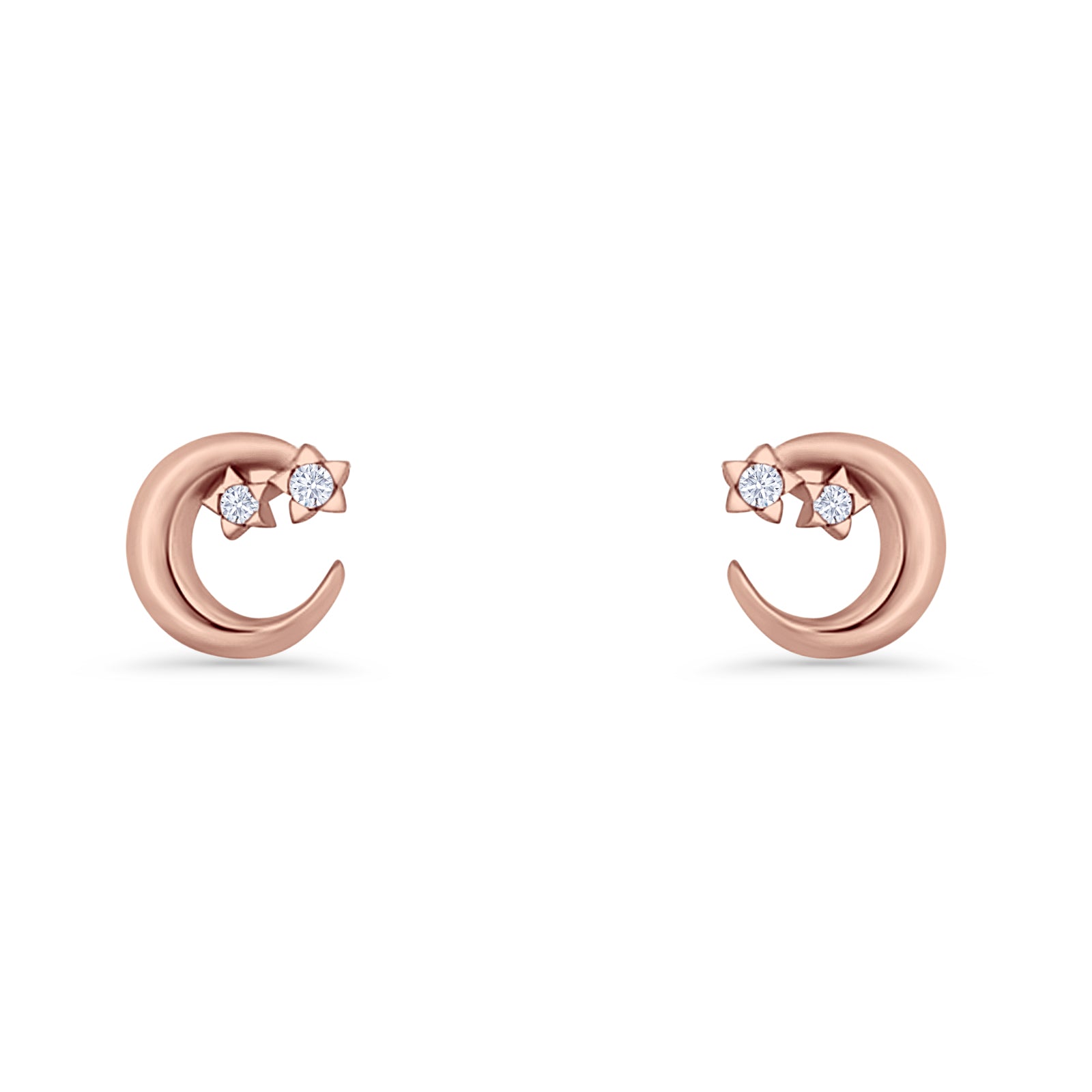 Crescent Moon & Star Stud Earrings