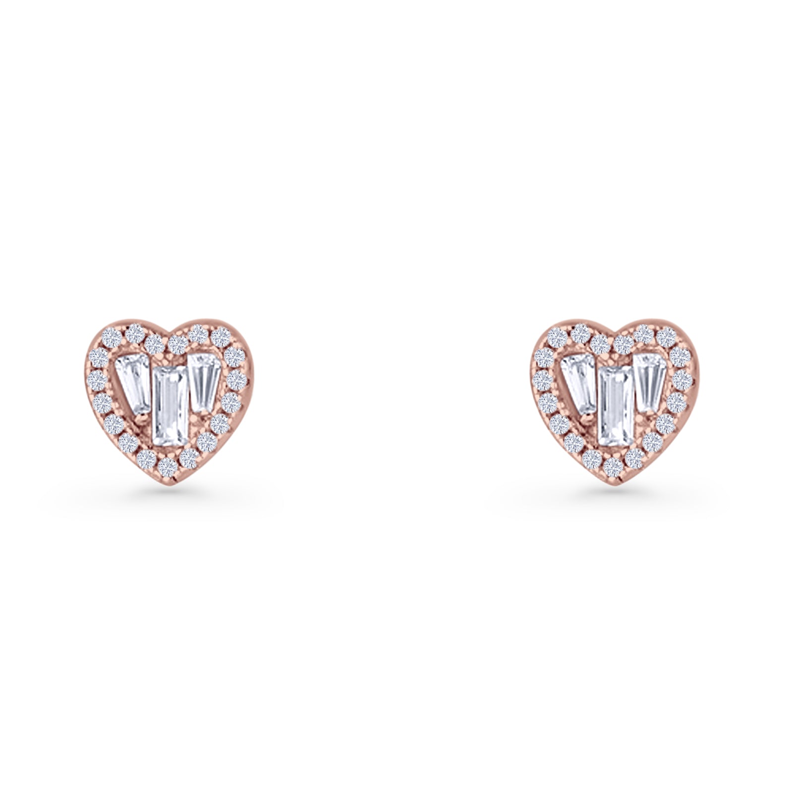 Heart CZ Stud Earrings