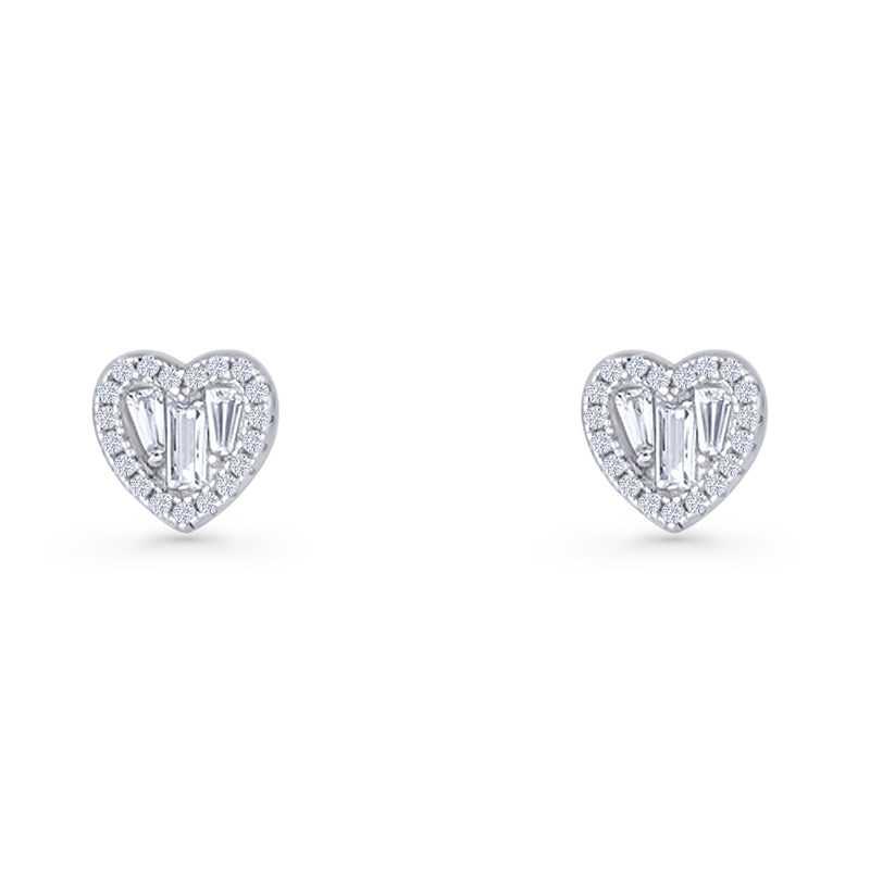 Heart CZ Stud Earrings
