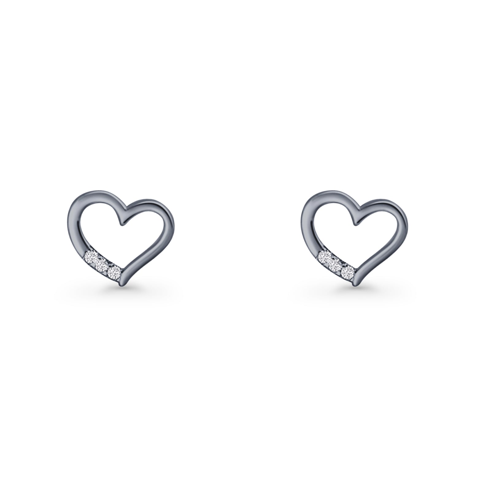 Open Heart CZ Stud Earrings