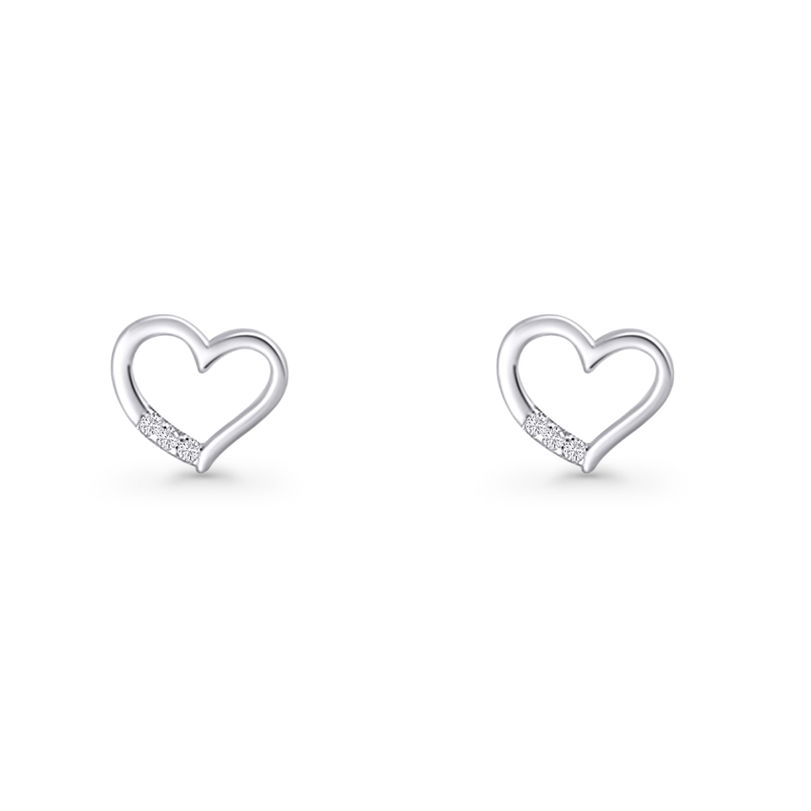Open Heart CZ Stud Earrings