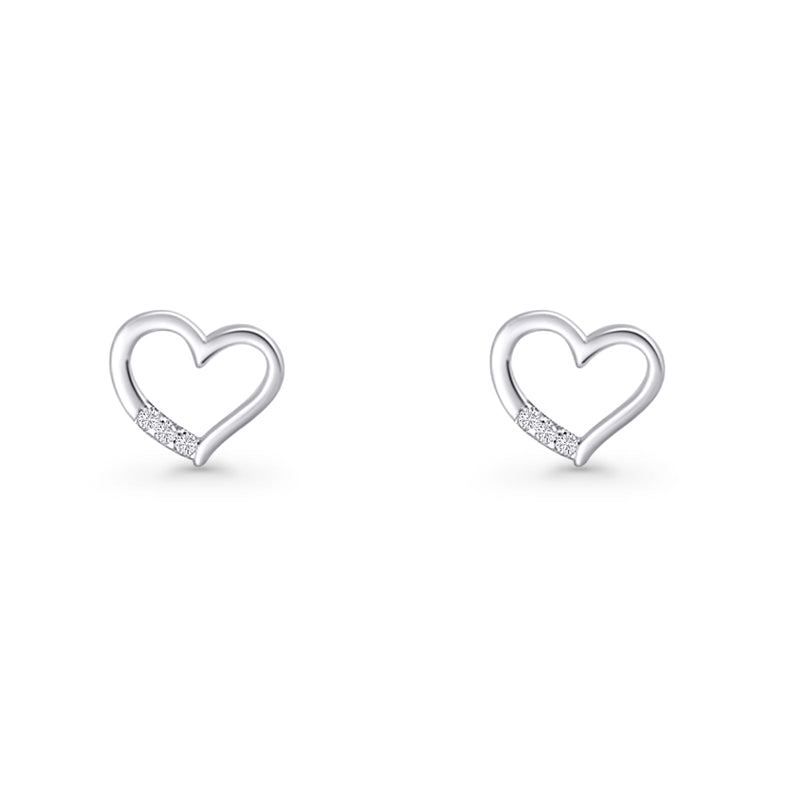 Open Heart CZ Stud Earrings