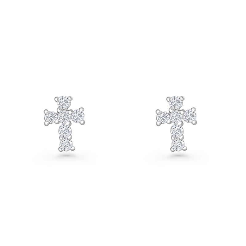 Solitaire Cross Stud Earrings