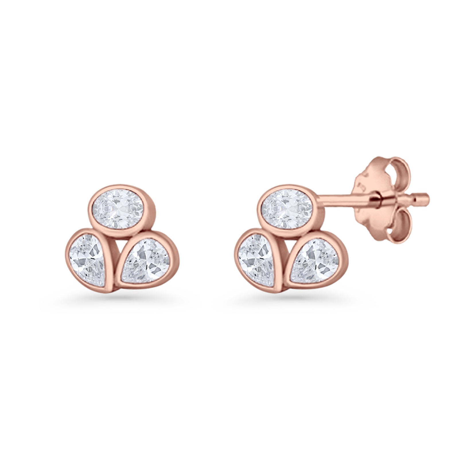 Three Stone Cartilage Stud Earrings