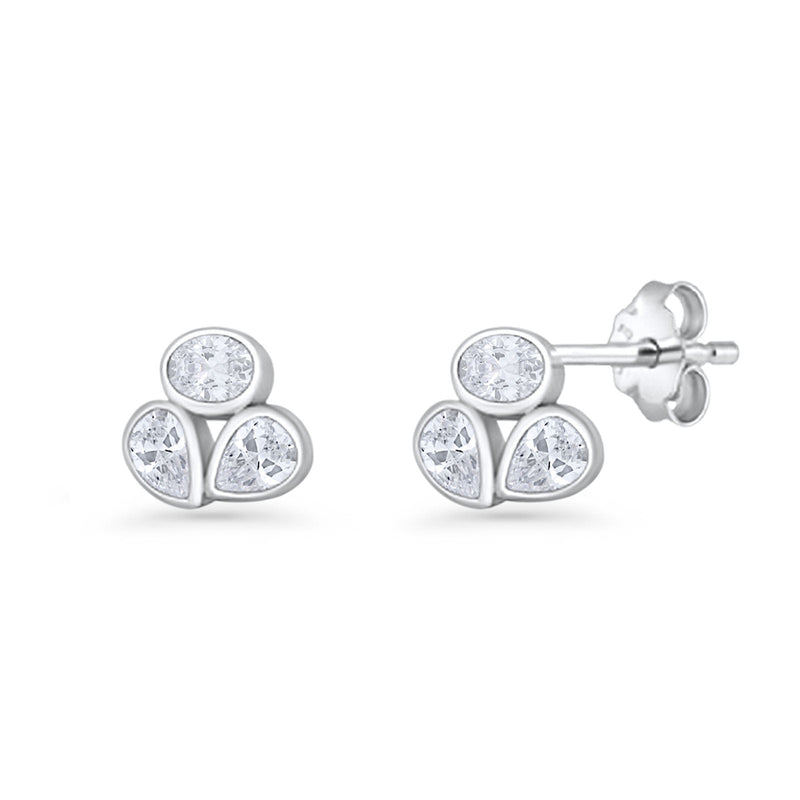 Three Stone Cartilage Stud Earrings