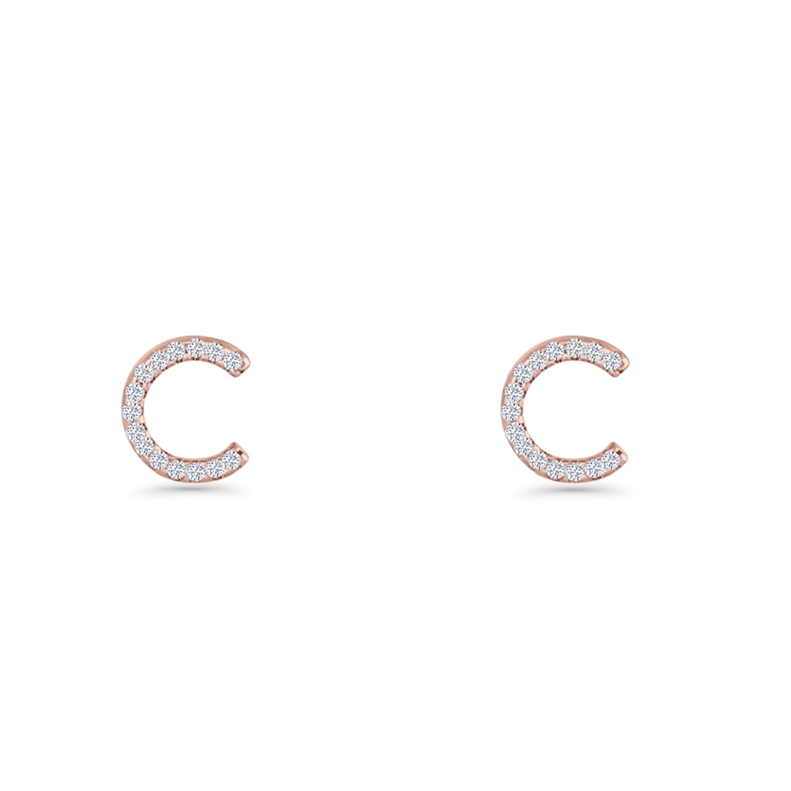 Initial C Stud Earrings