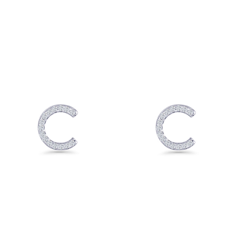 Initial C Stud Earrings