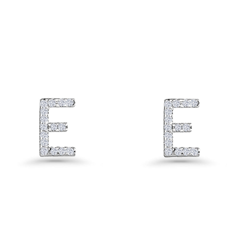 Initial E Stud Earrings