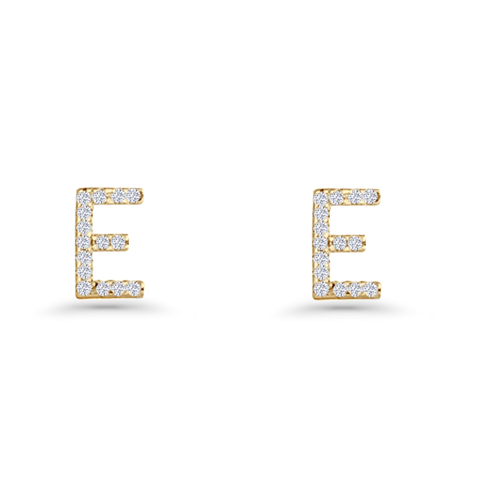 Initial E Stud Earrings