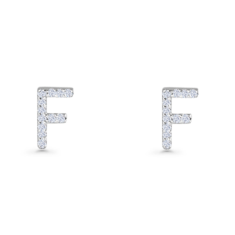 Initial F Stud Earrings