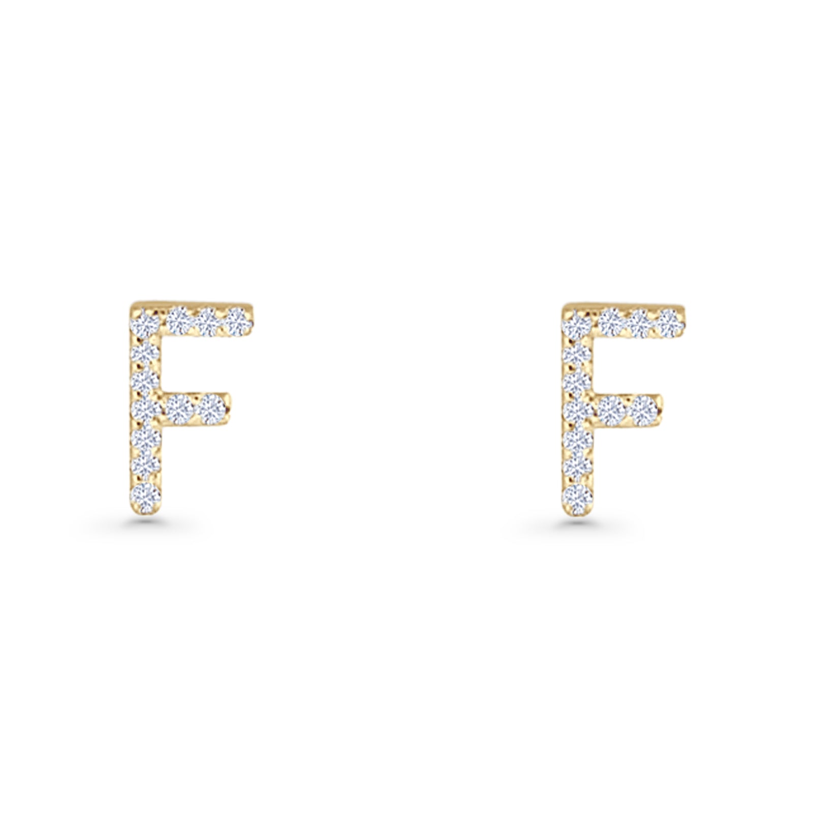 Initial F Stud Earrings