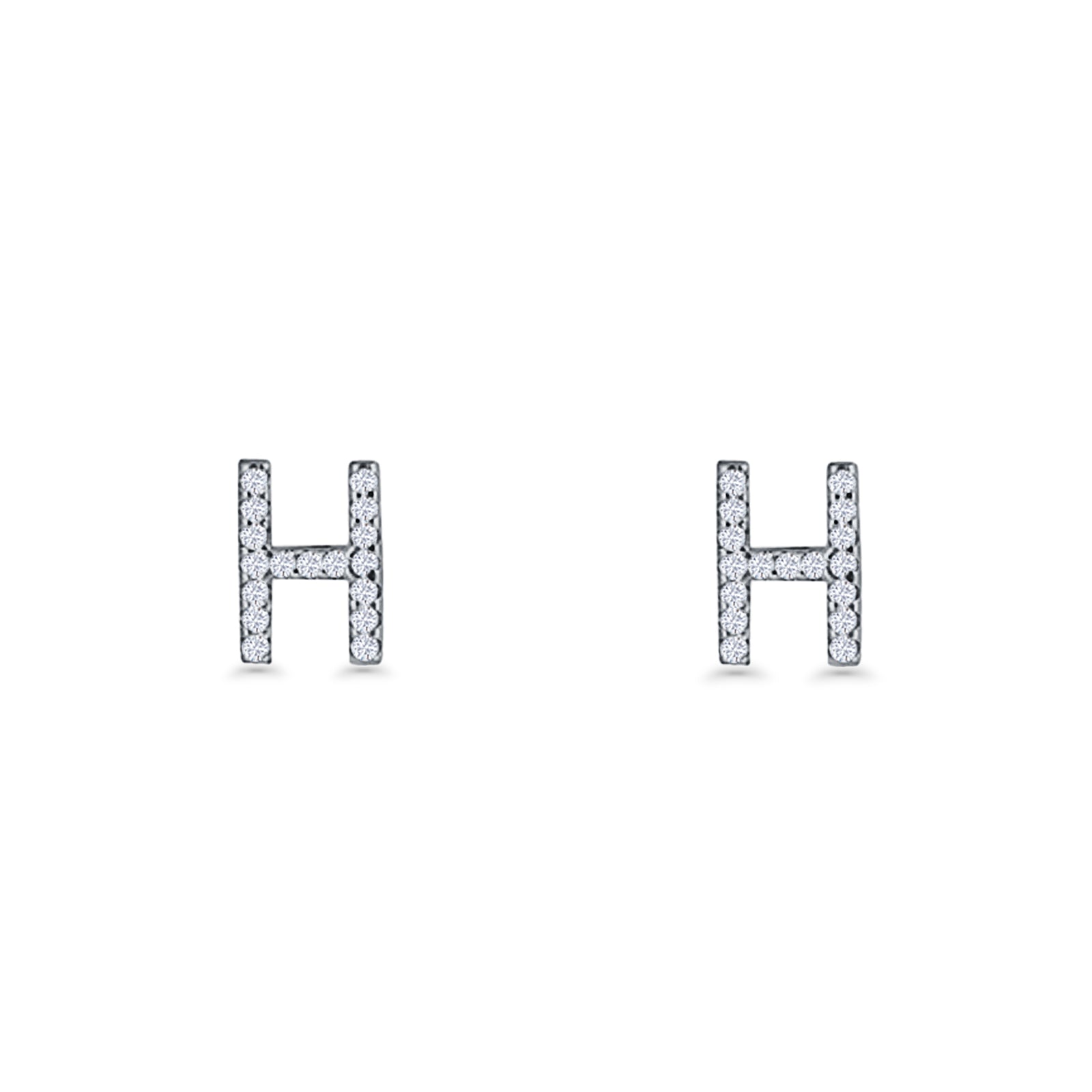 Initial H Stud Earrings