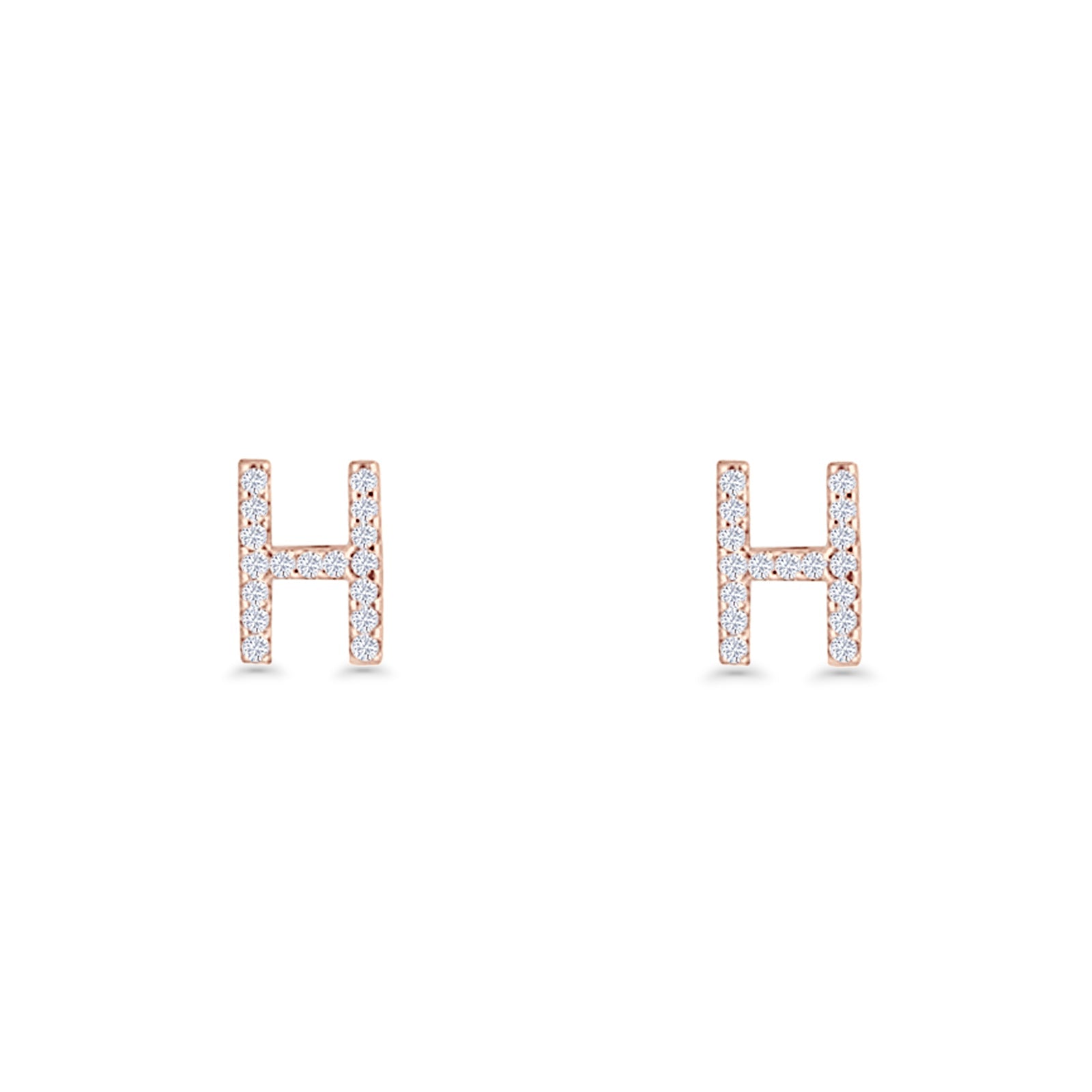 Initial H Stud Earrings