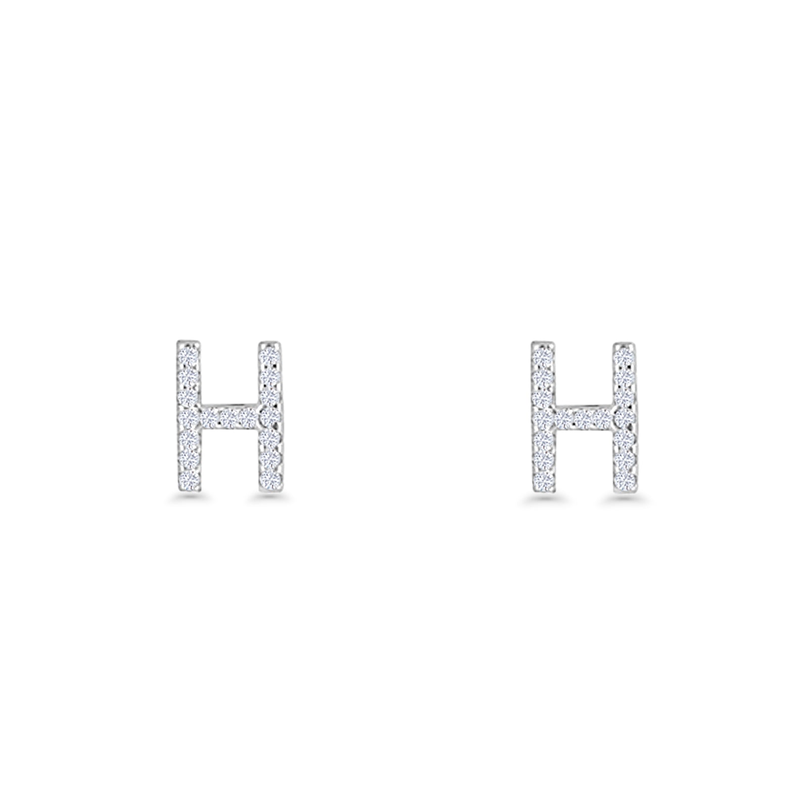 Initial H Stud Earrings