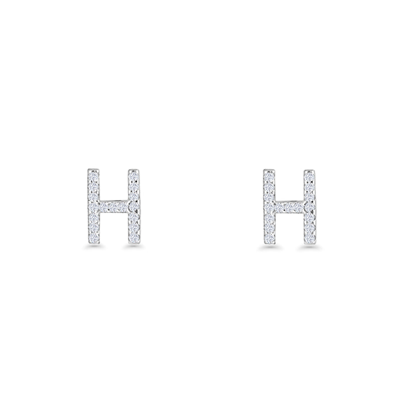 Initial H Stud Earrings