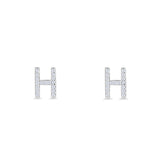 Initial H Stud Earrings