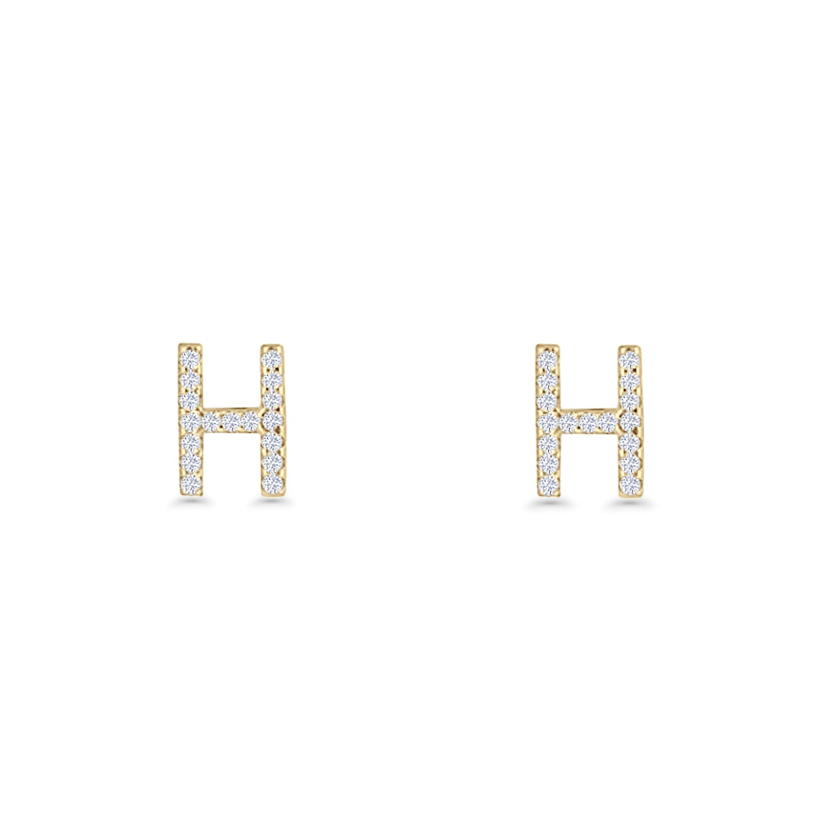 Initial H Stud Earrings