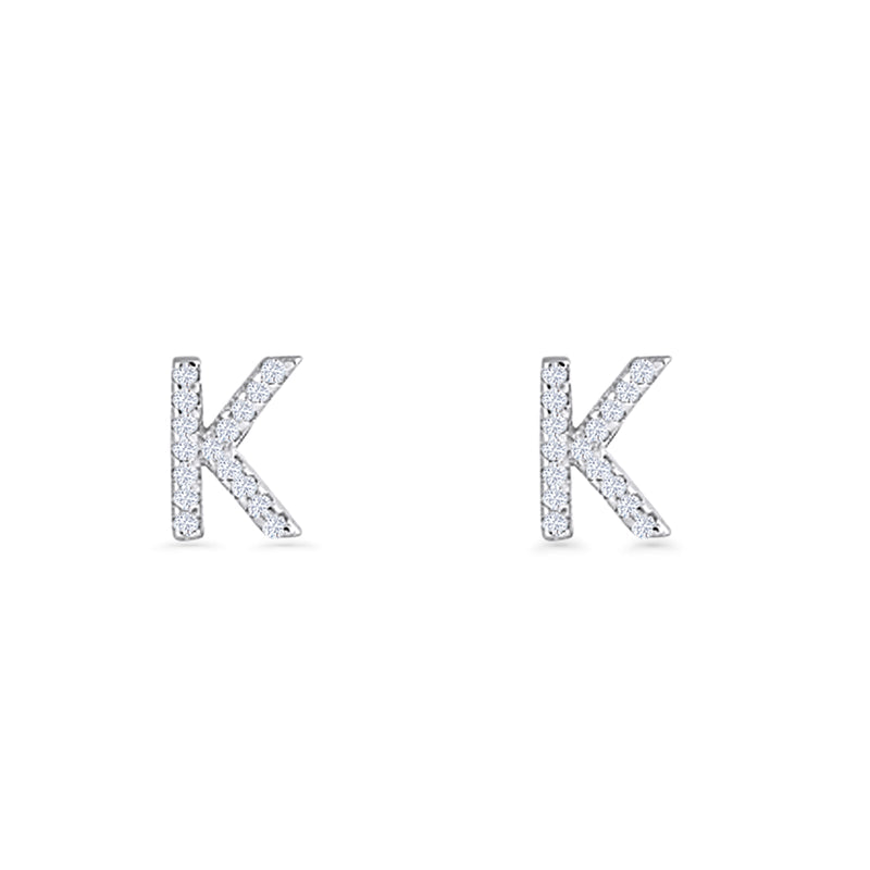 Initial K Stud Earrings