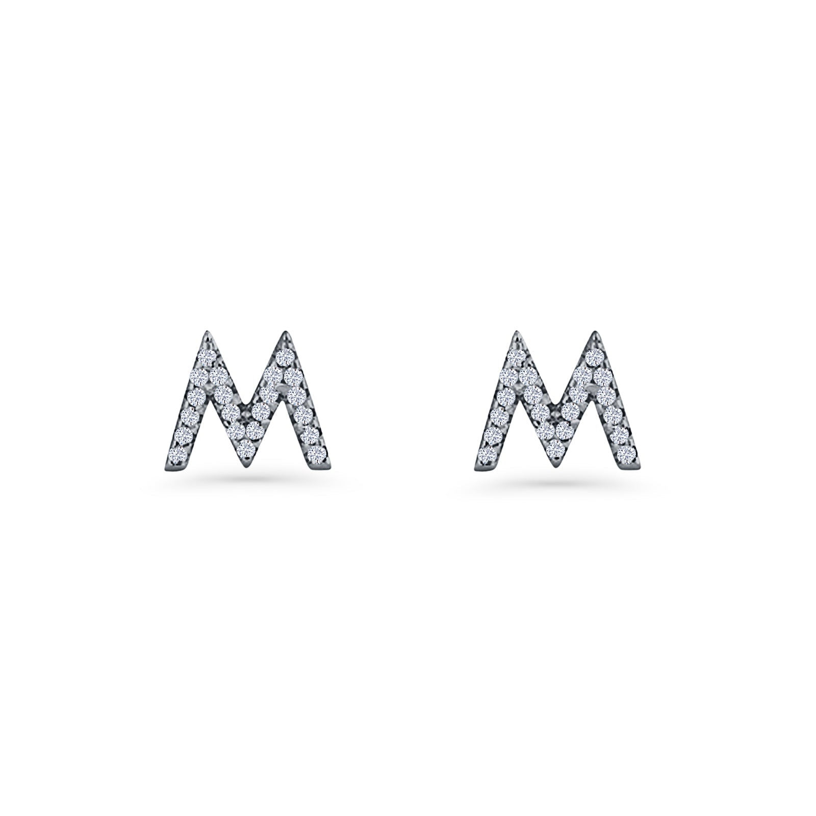 Initial M Stud Earrings