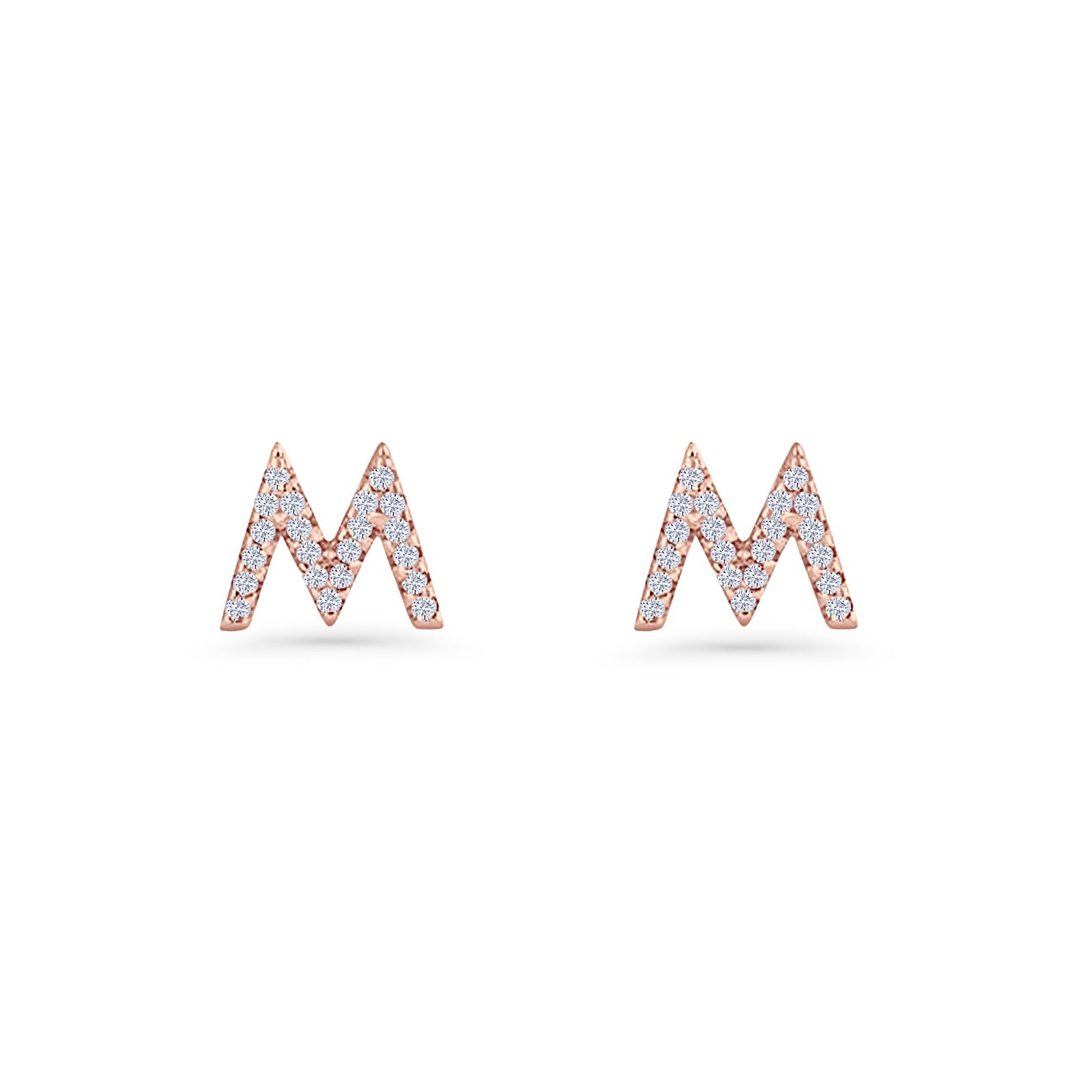 Initial M Stud Earrings