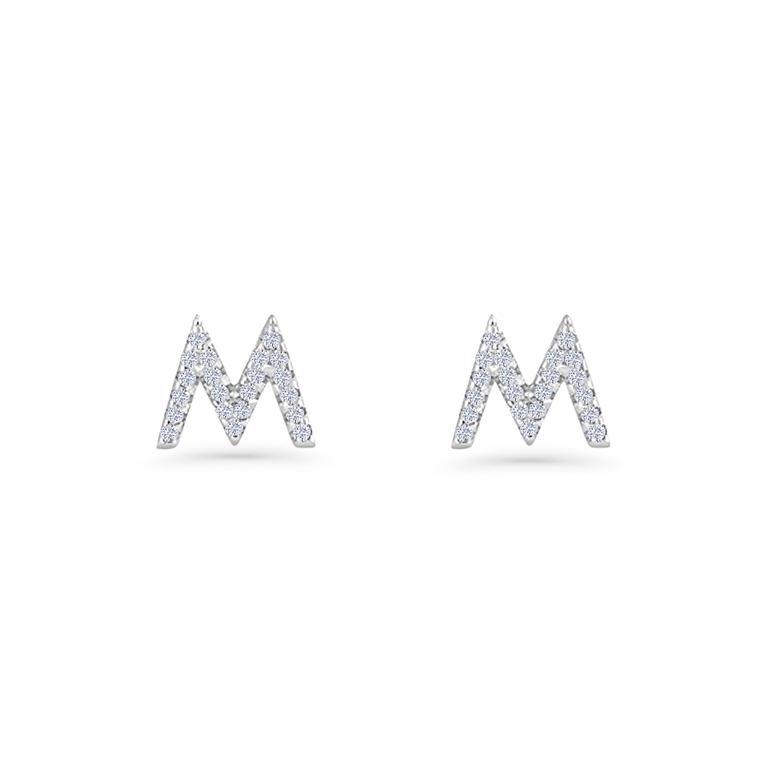 Initial M Stud Earrings