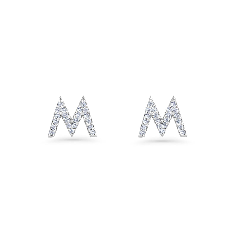 Initial M Stud Earrings
