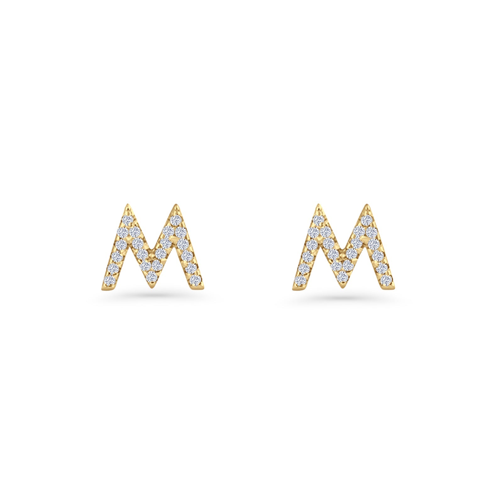 Initial M Stud Earrings