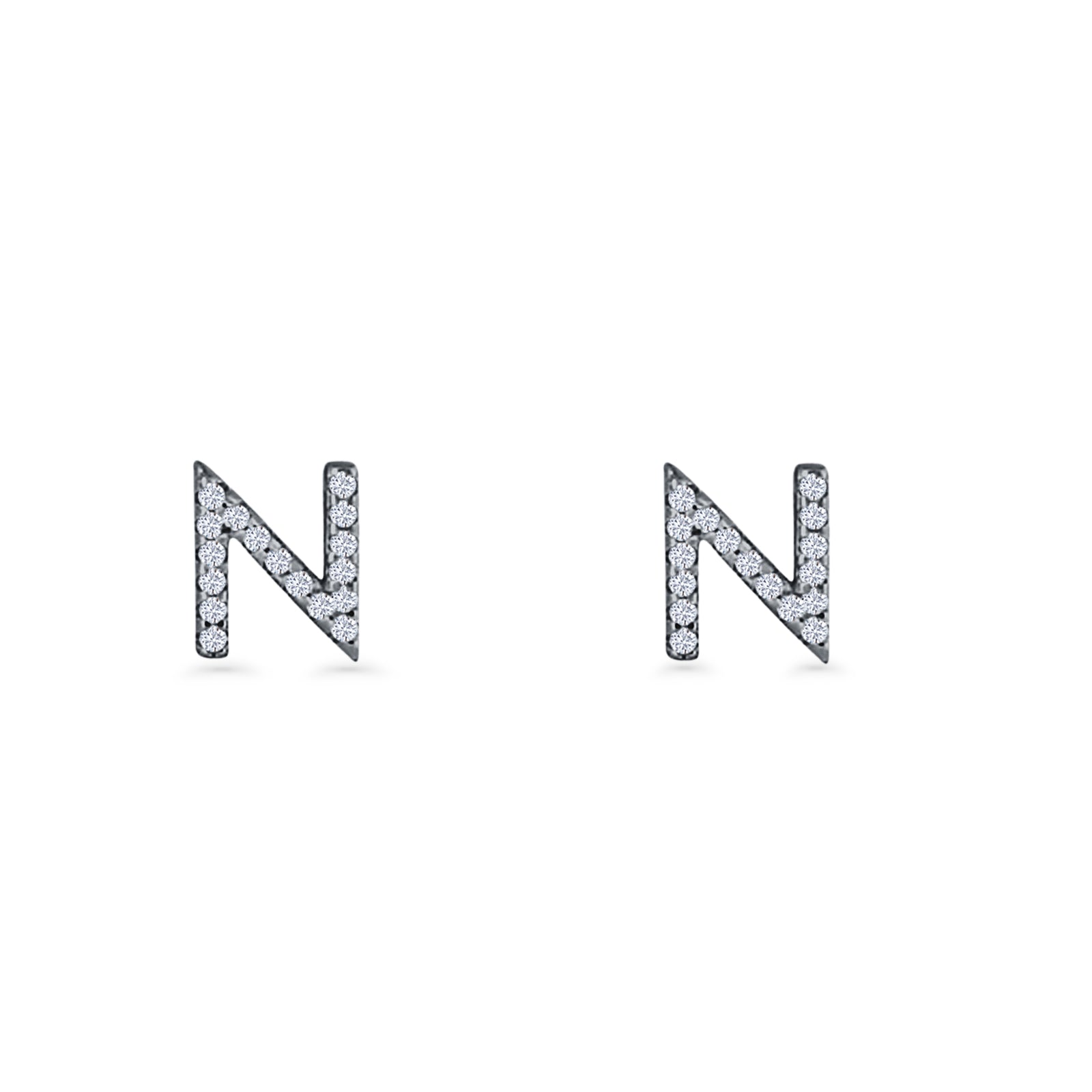 Initial N Stud Earrings