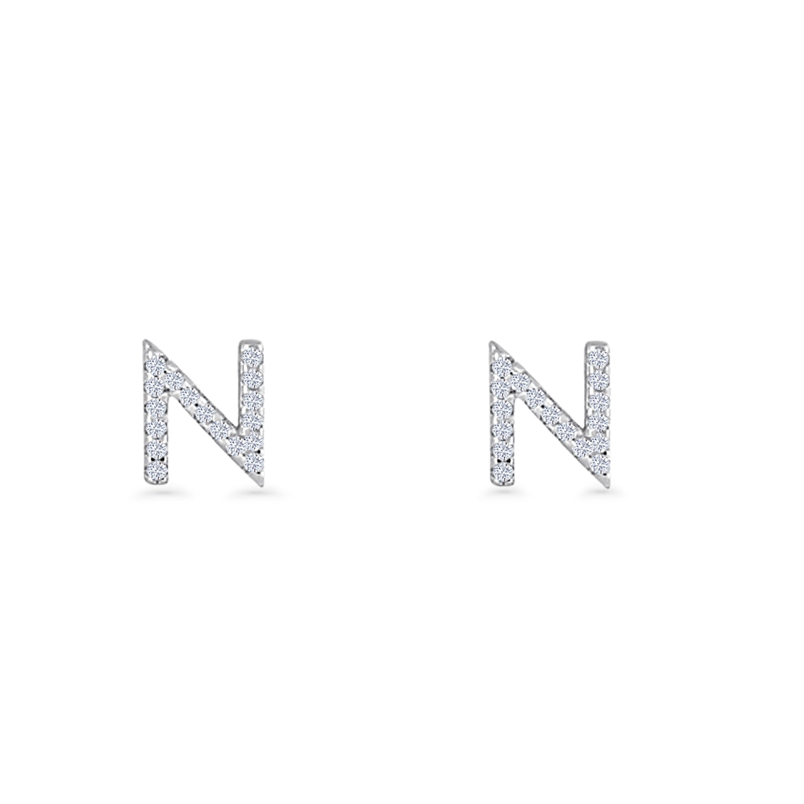 Initial N Stud Earrings
