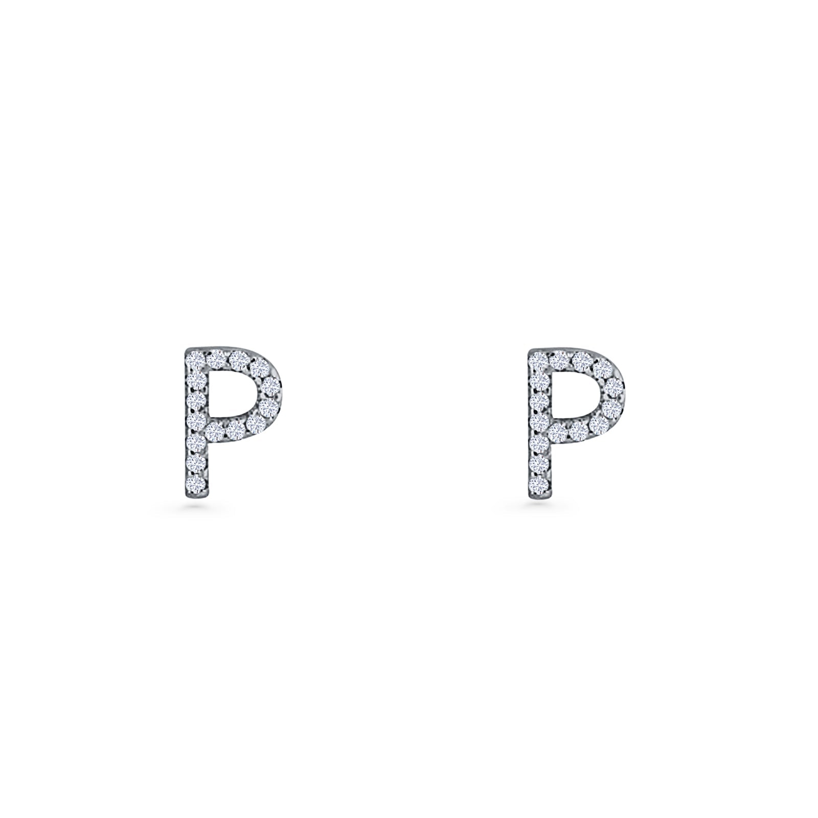 Initial P Stud Earrings