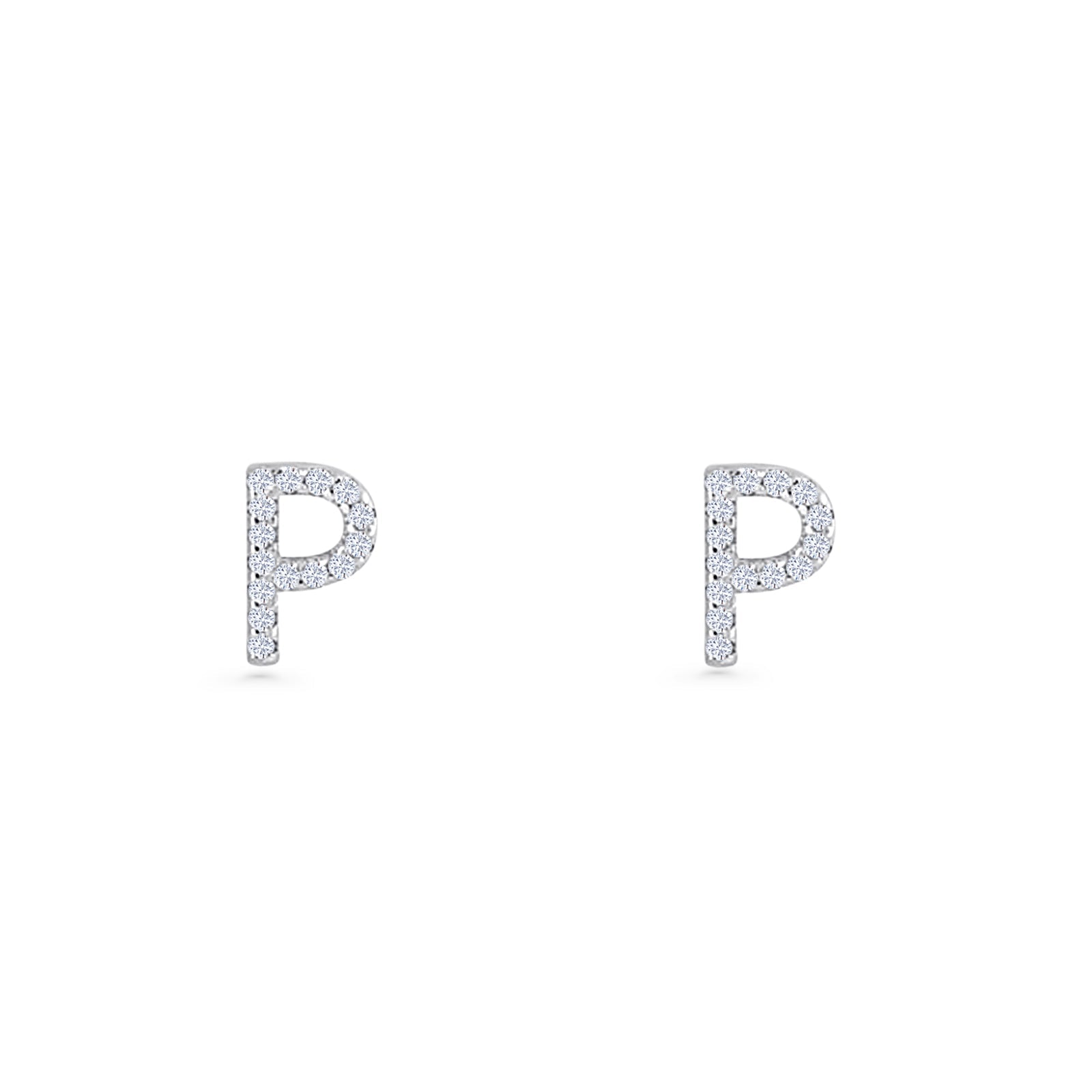 Initial P Stud Earrings