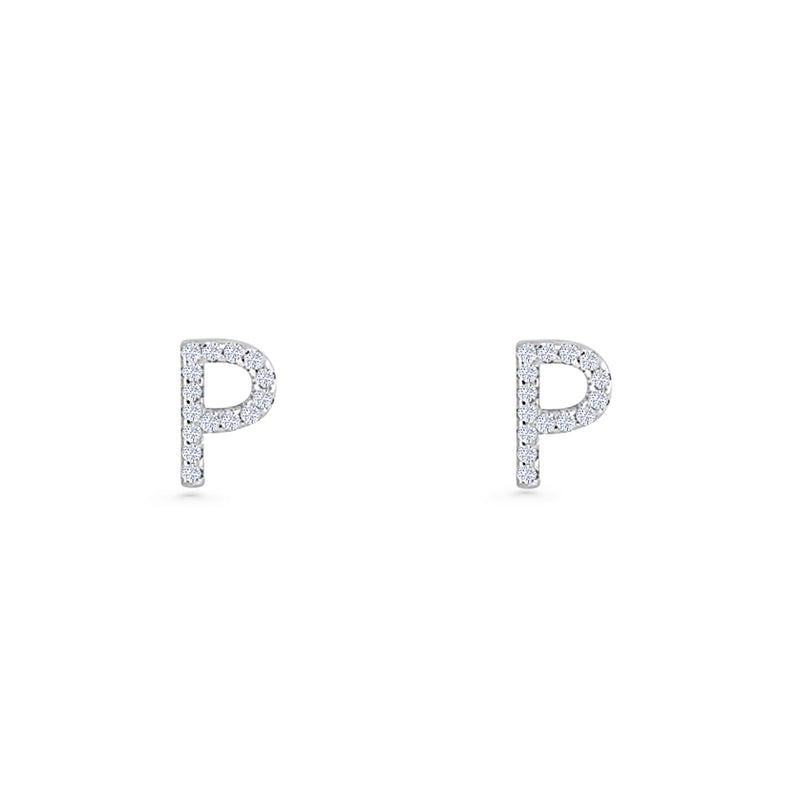 Initial P Stud Earrings