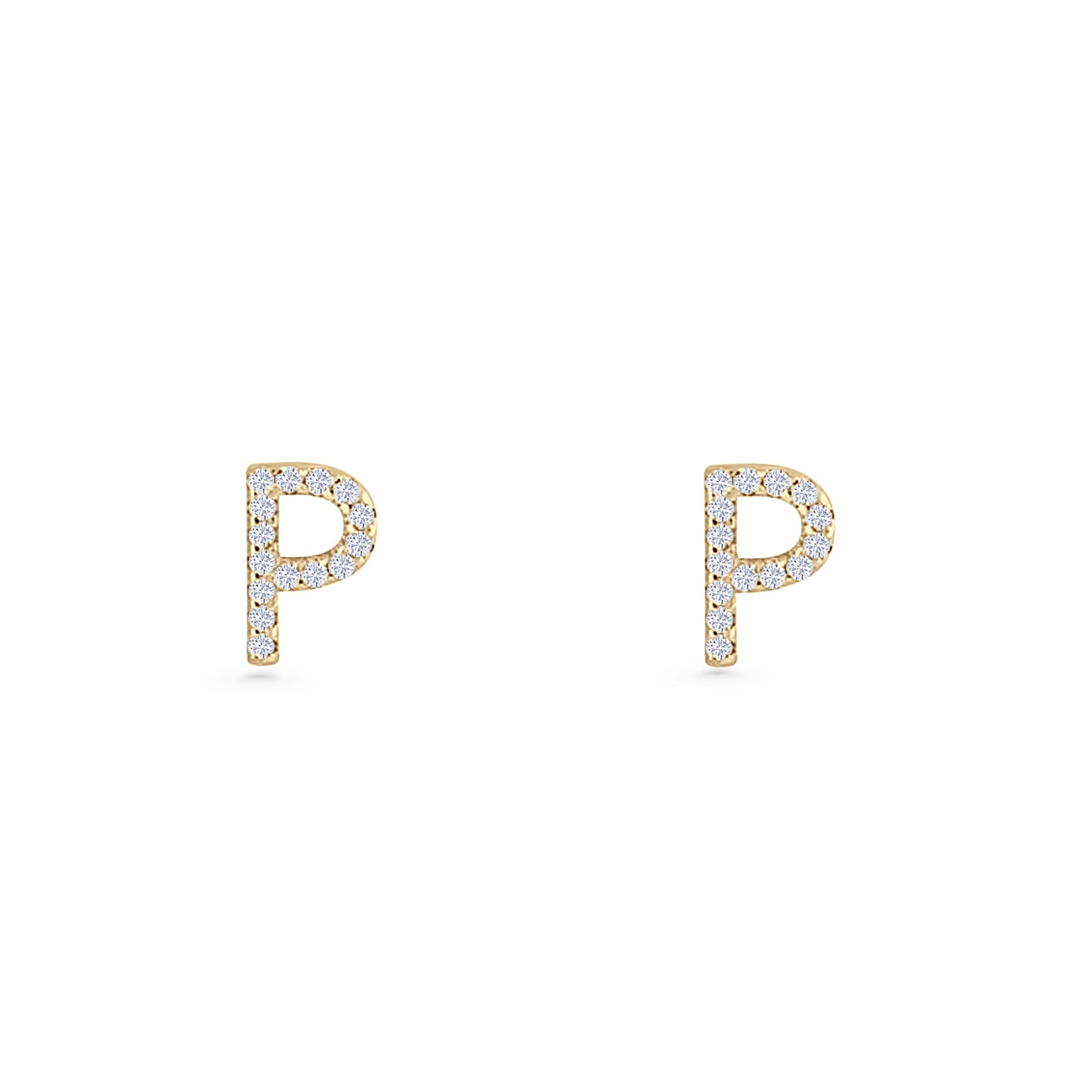 Initial P Stud Earrings