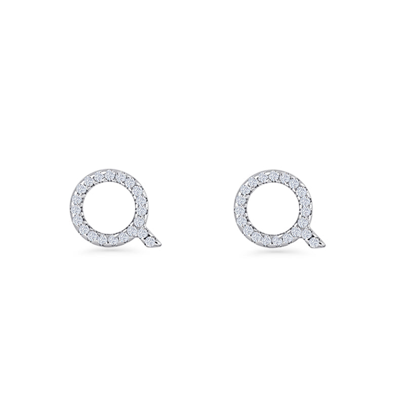 Initial Q Stud Earrings