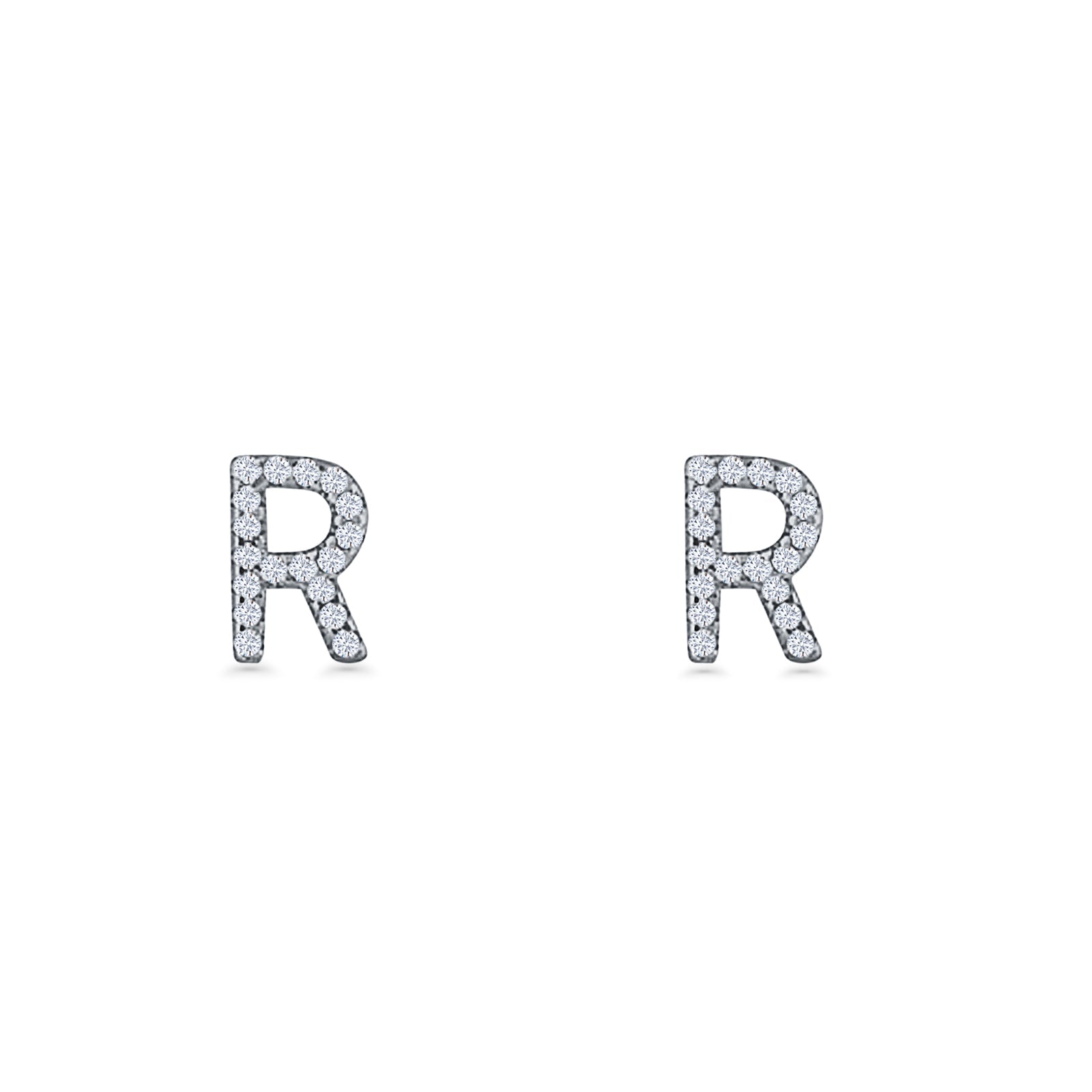 Initial R Stud Earrings