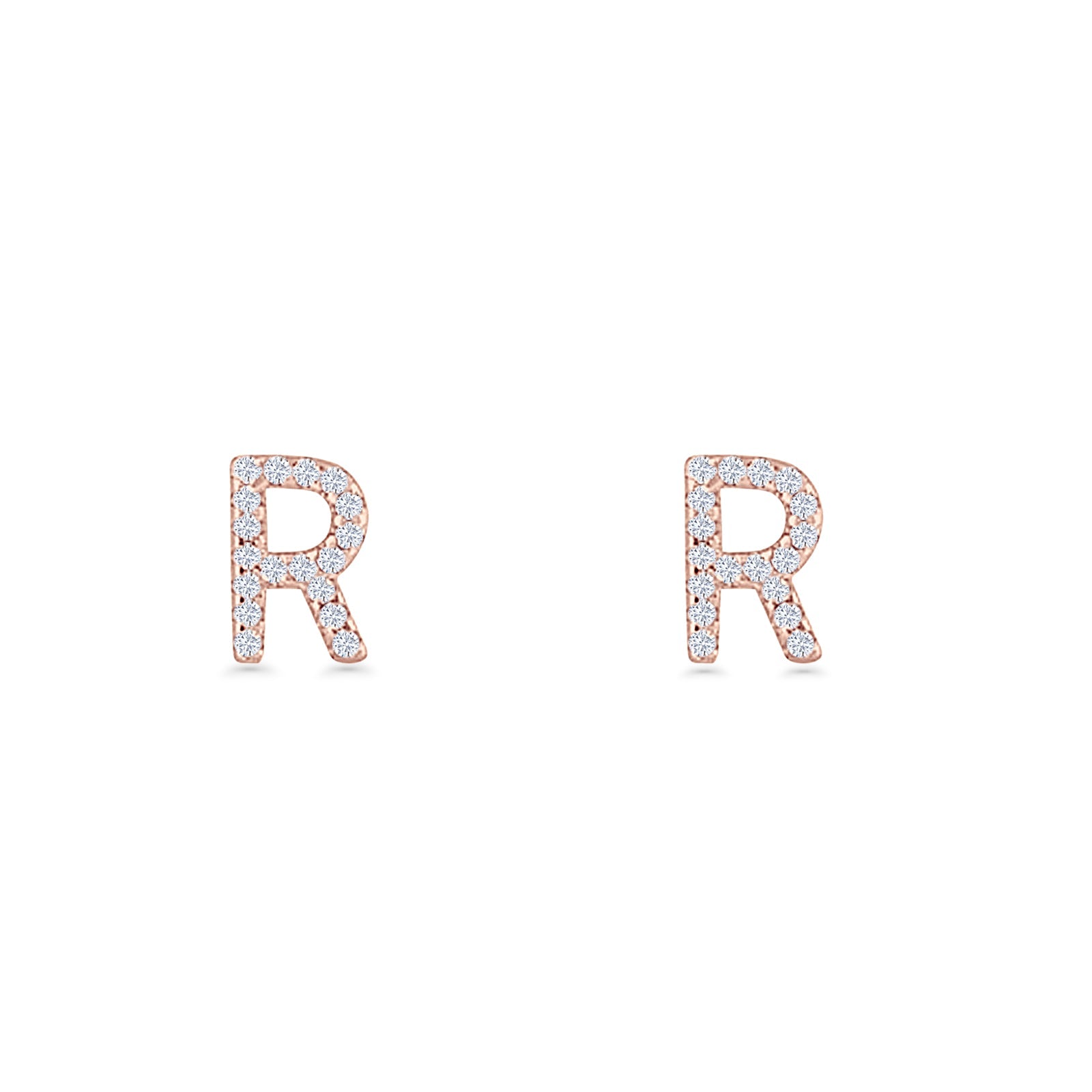 Initial R Stud Earrings