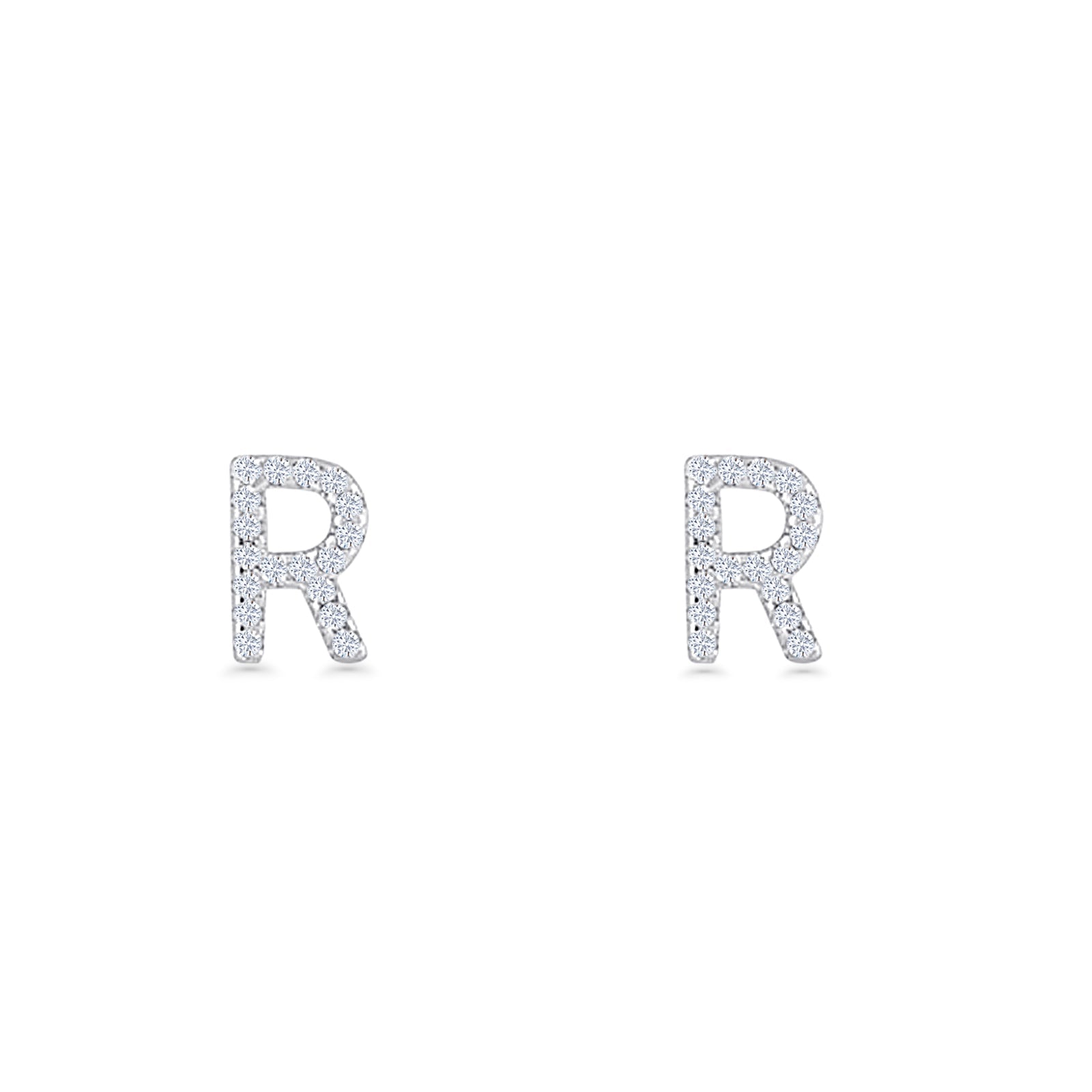 Initial R Stud Earrings
