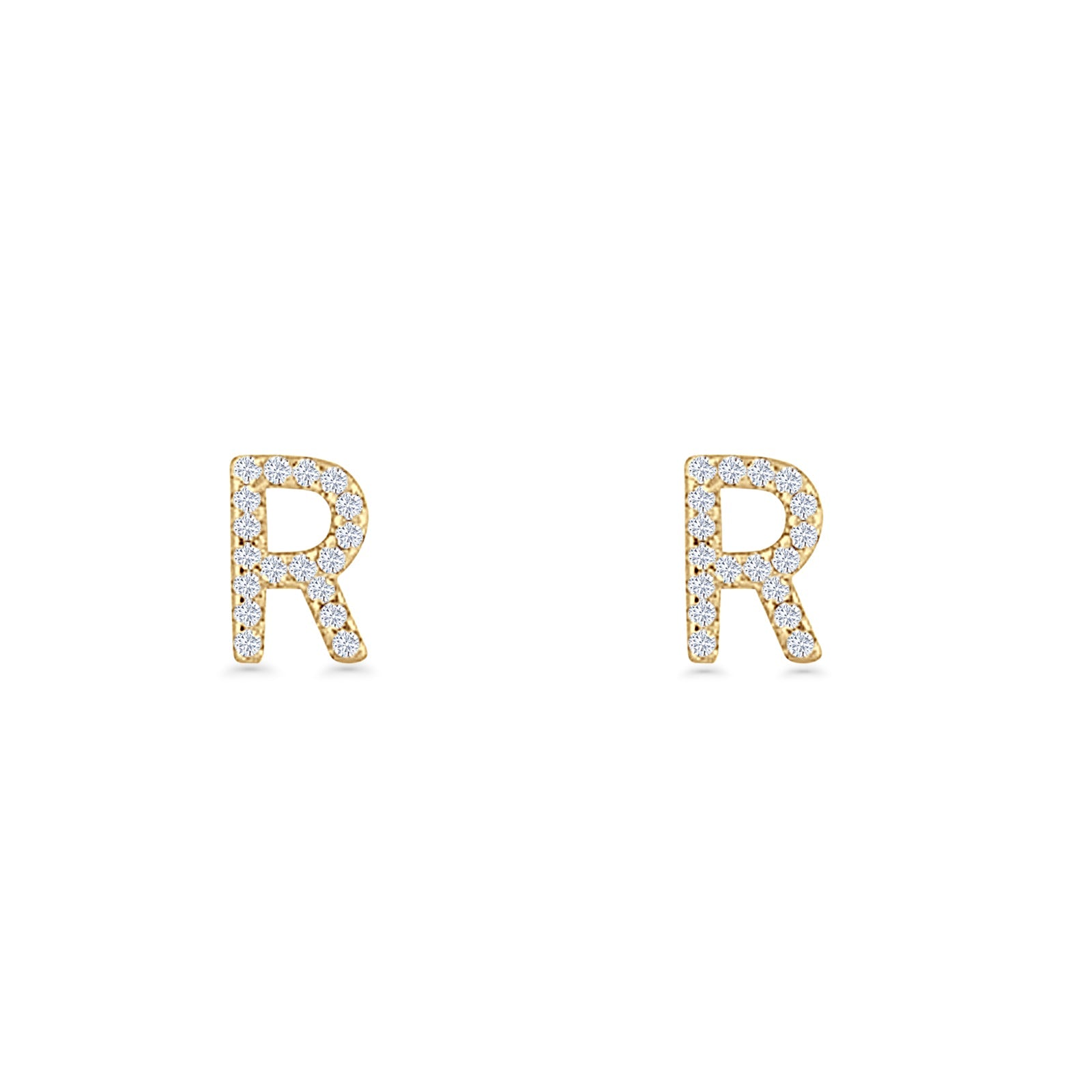 Initial R Stud Earrings