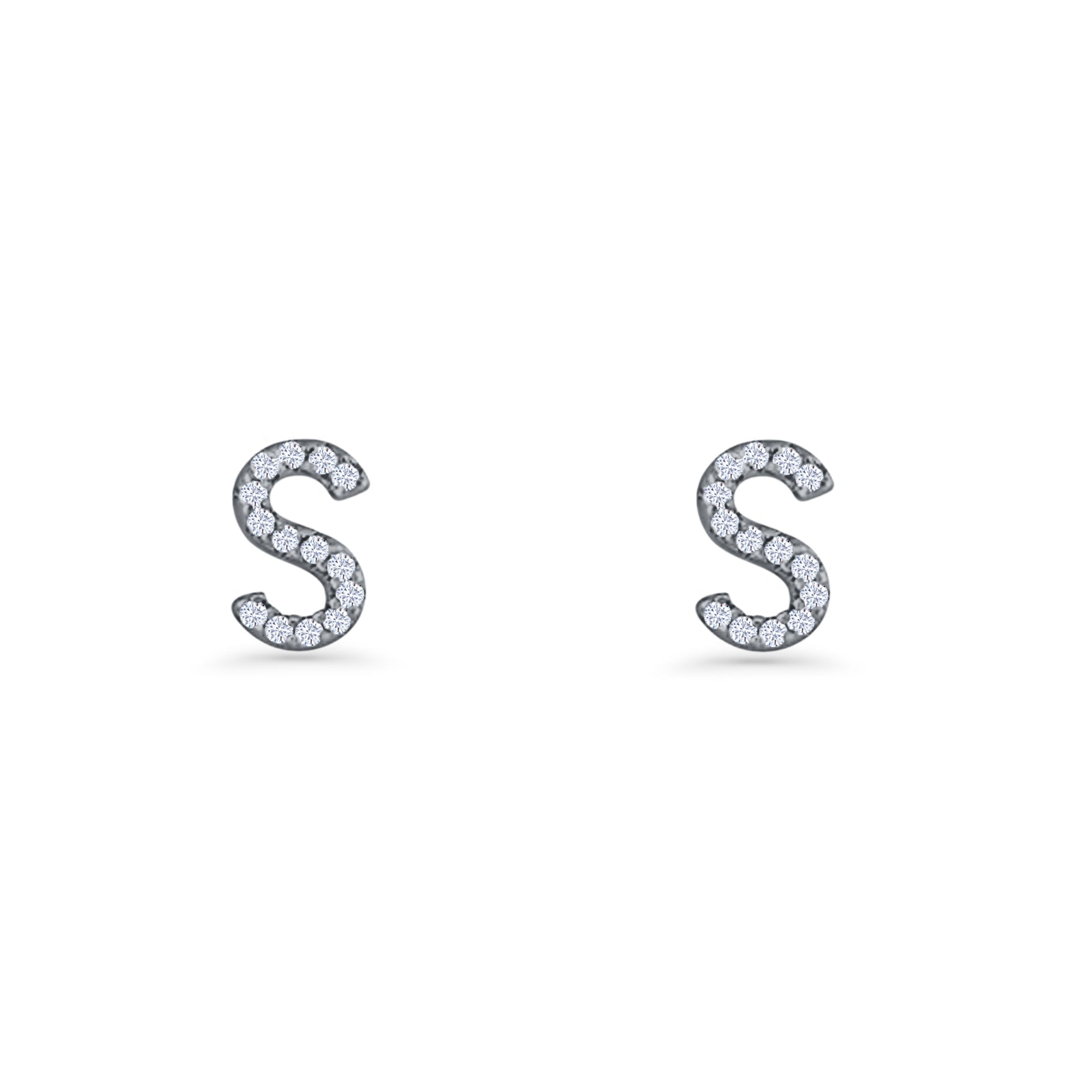 Initial S Stud Earrings