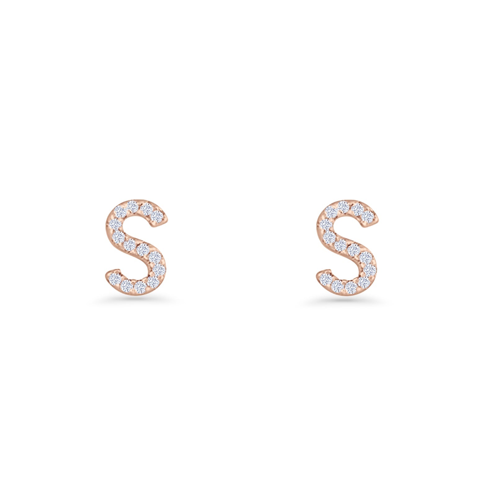 Initial S Stud Earrings