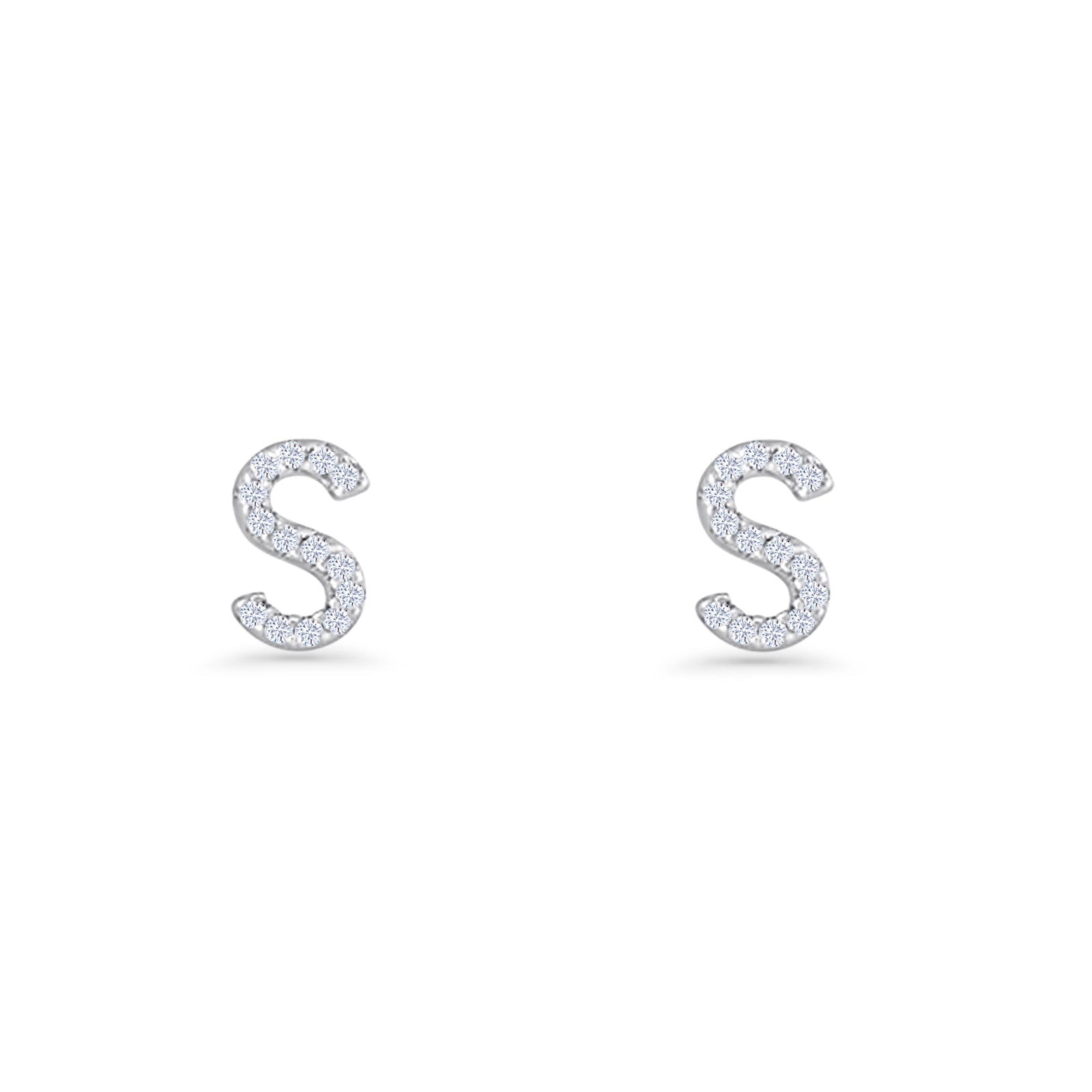 Initial S Stud Earrings