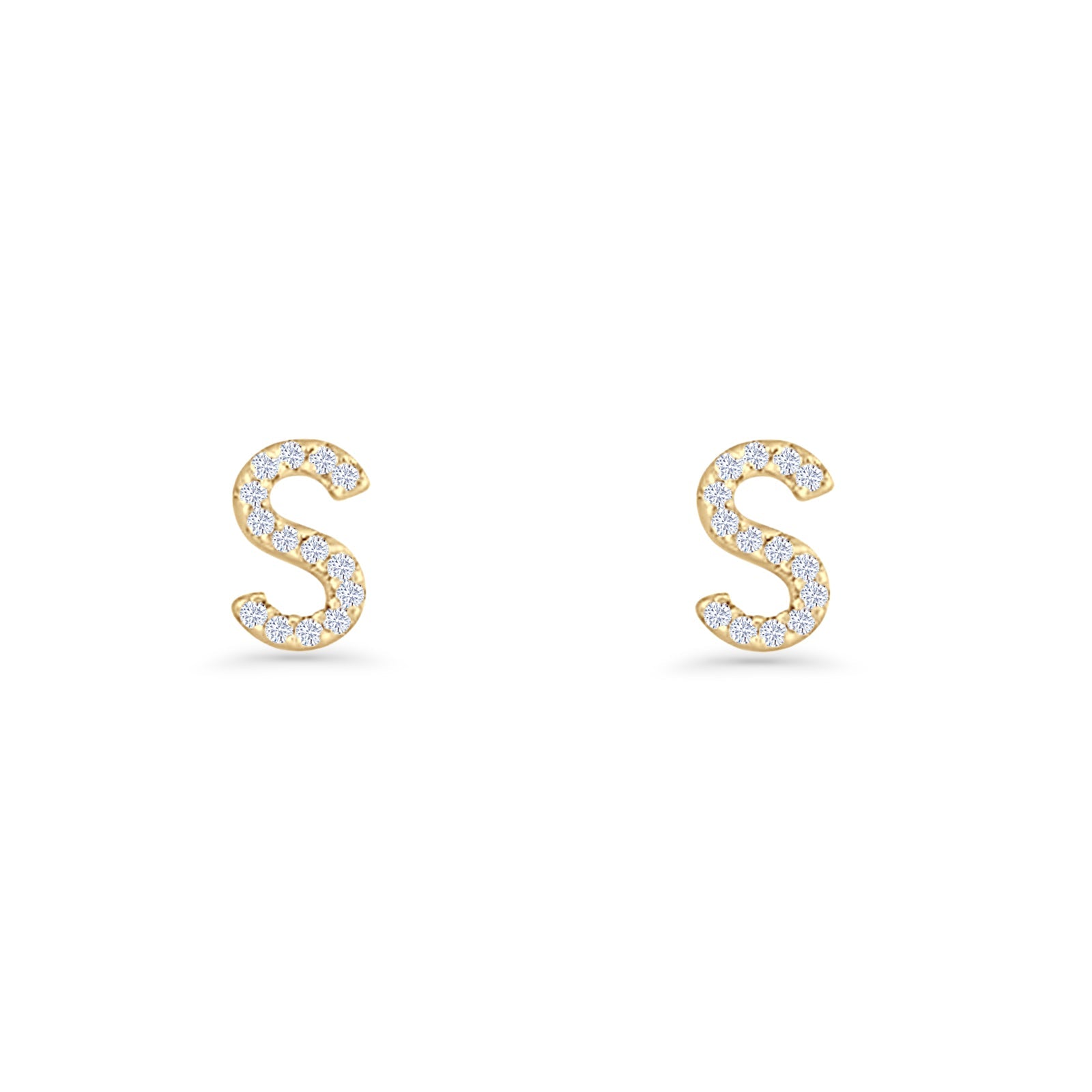Initial S Stud Earrings