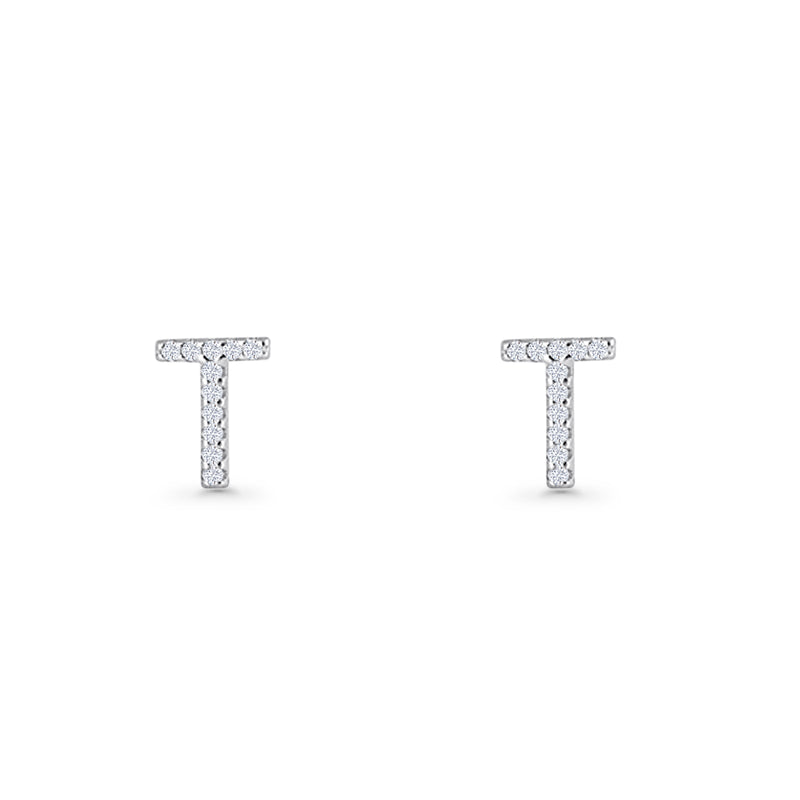 Initial T Stud Earrings