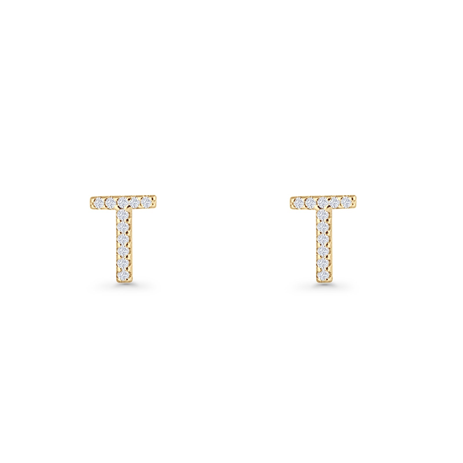 Initial T Stud Earrings