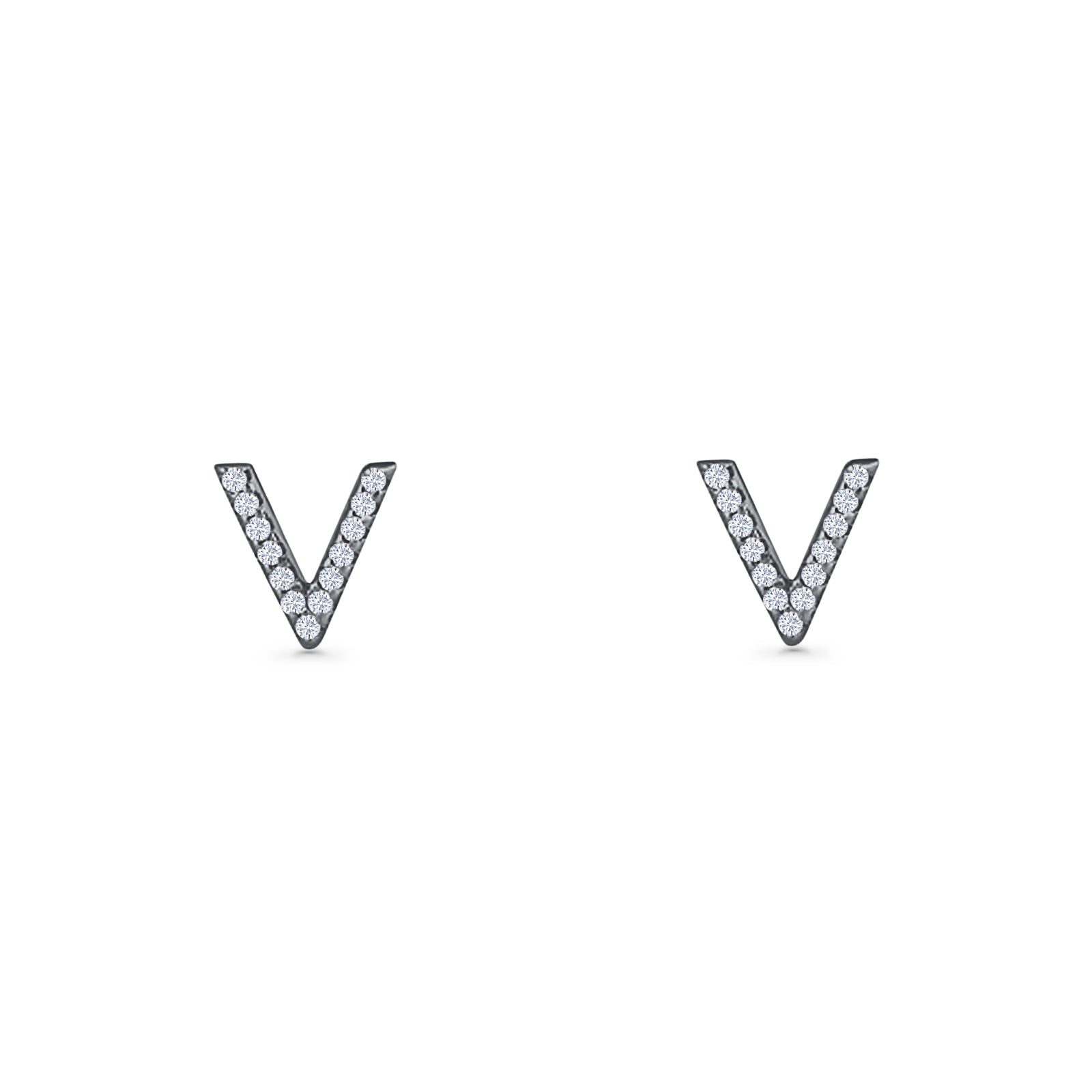 Initial V Stud Earrings
