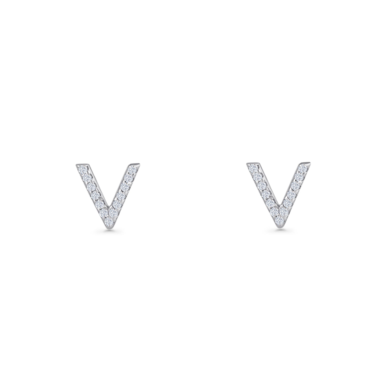 Initial V Stud Earrings